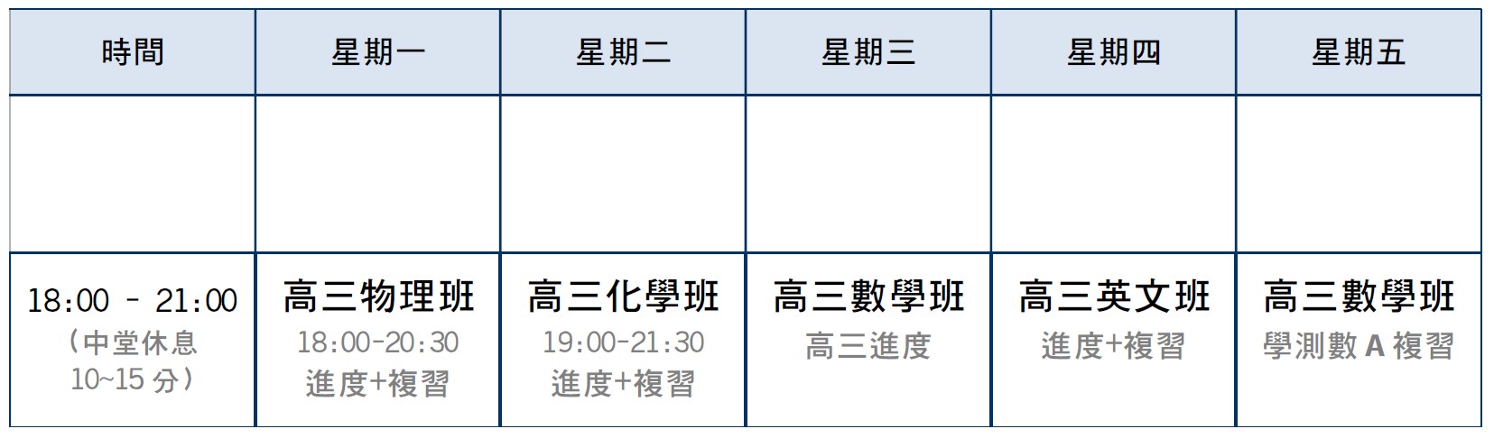高三精修班課表